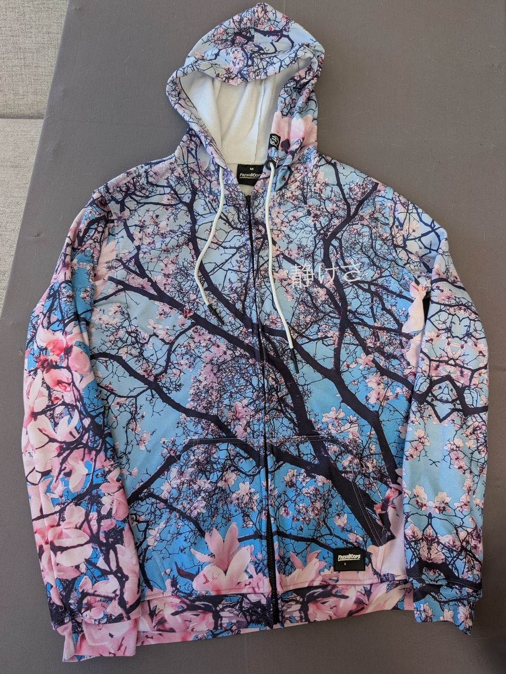 Freshhoods M Cherry Blossom Sakura Tree Graphic Hoodie Sweatshirt Pink Blue